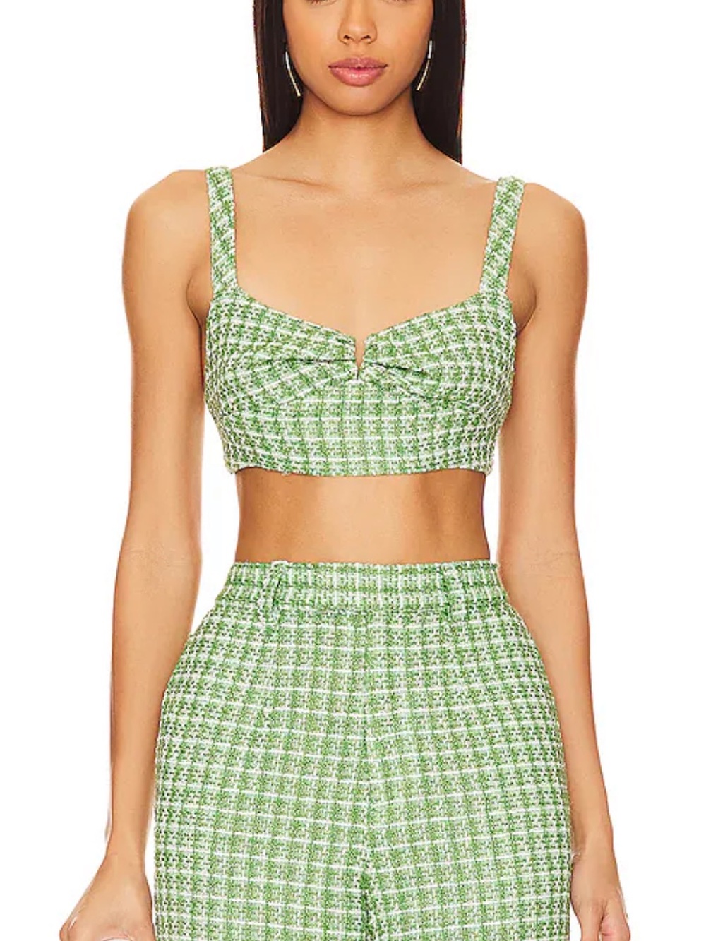 Sau Lee Avery Top Green Multi Tweed